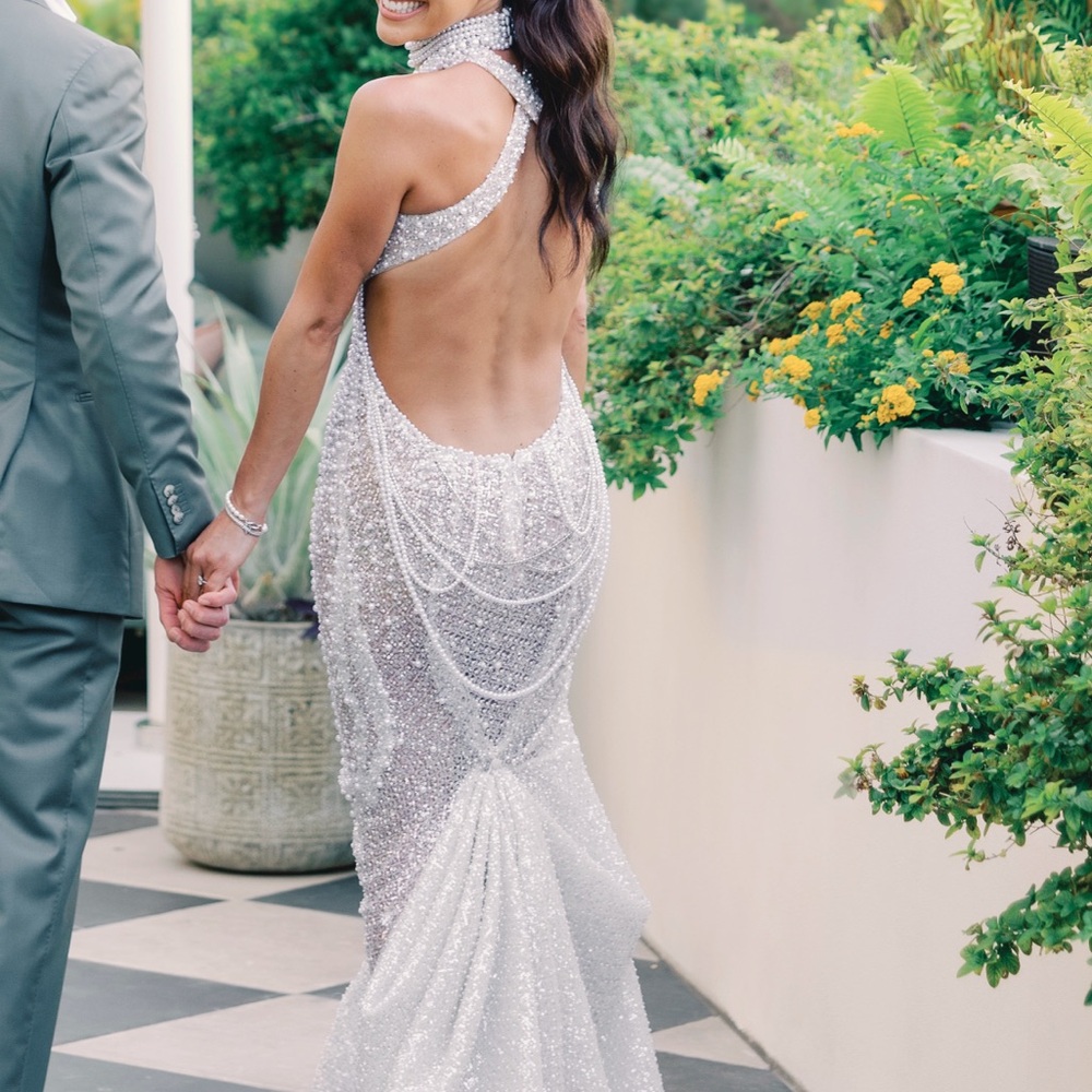 Custom Pearl And Sequin Open Back - image 1